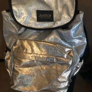 Silver and gold justice girls backpack